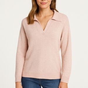 Reitmans Pink Cashmere Blend V Neck Sweater